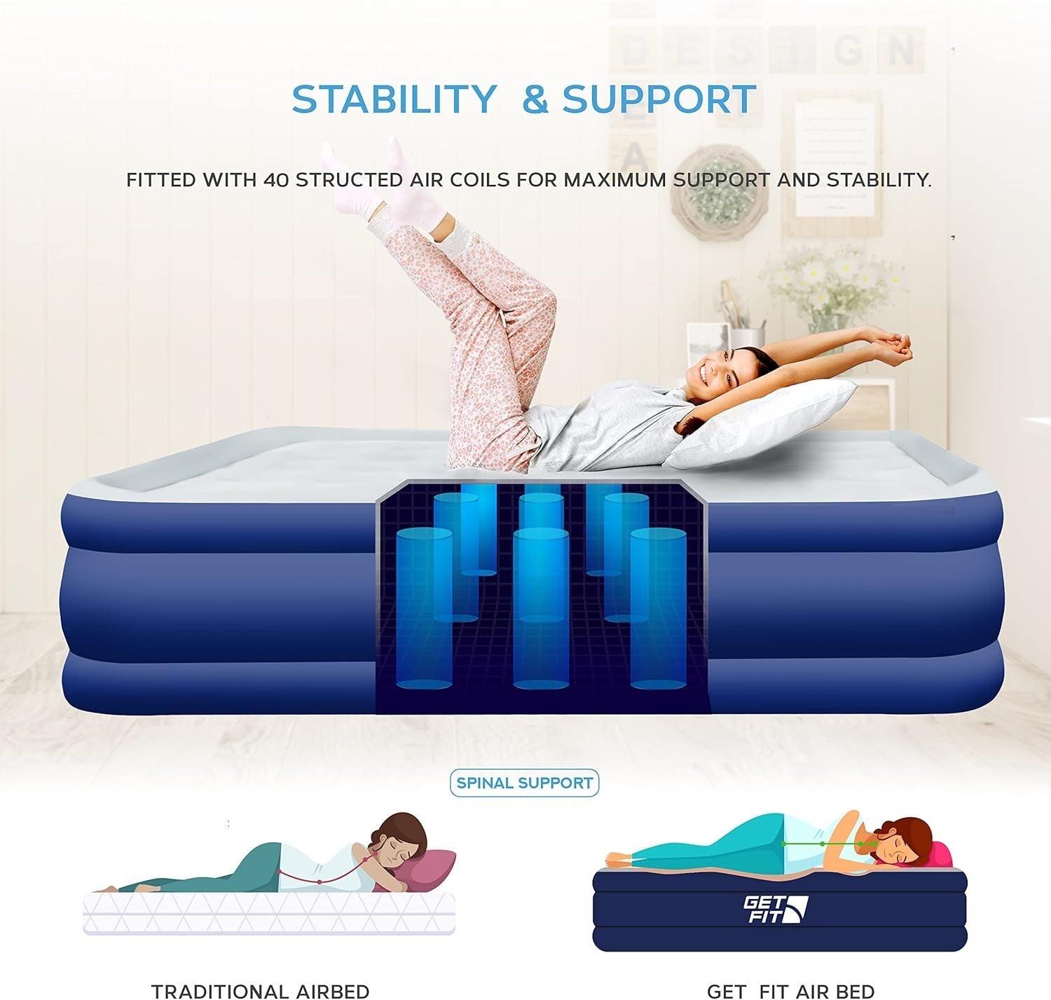 King Size Electric Air Bed with 2 Inflatable Pillows – Quick Inflate, Outdoor &