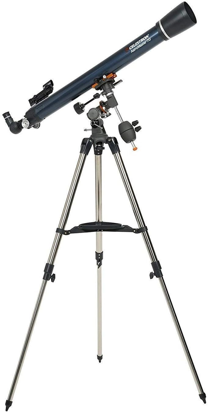 70mm Refractor Telescope with EQ Mount, Eyepieces & Starry Night Software, Blue