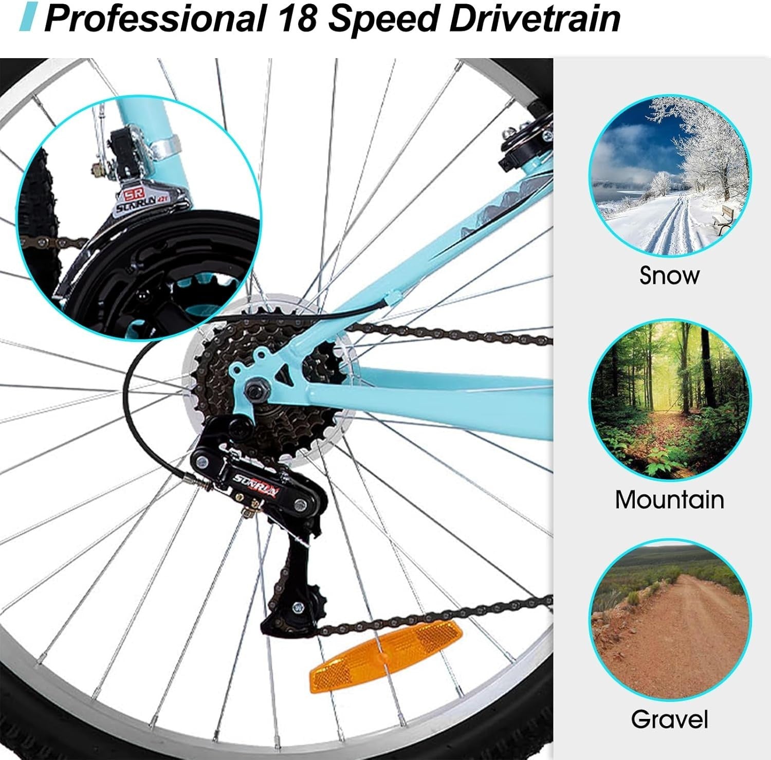 26” Women’s Mountain Bike 18 Speed MTB with V-Brakes Front Suspension