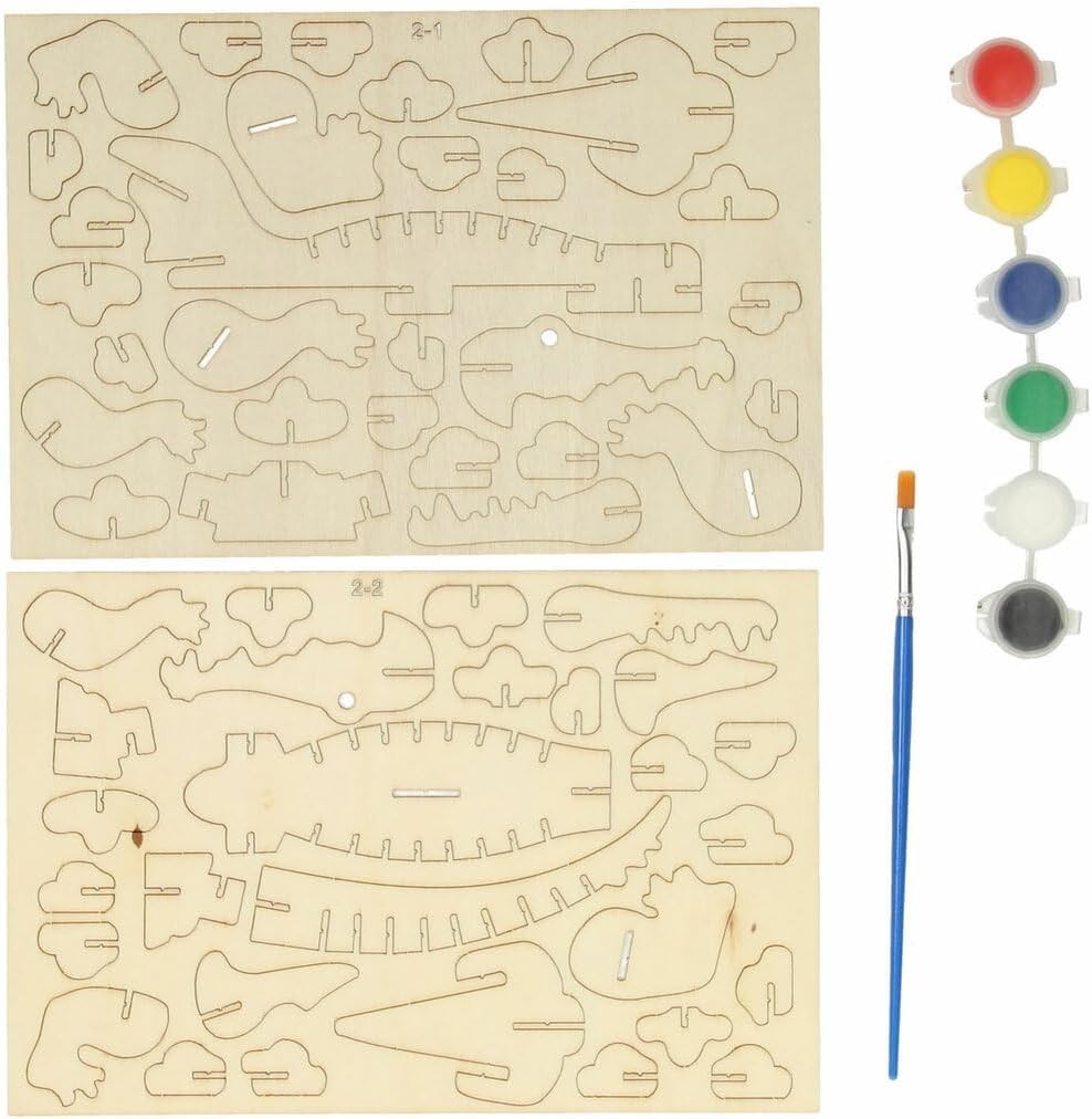 3D Wooden Crocodile Puzzle Craft Kit for Kids, Paint & Build Fun Set