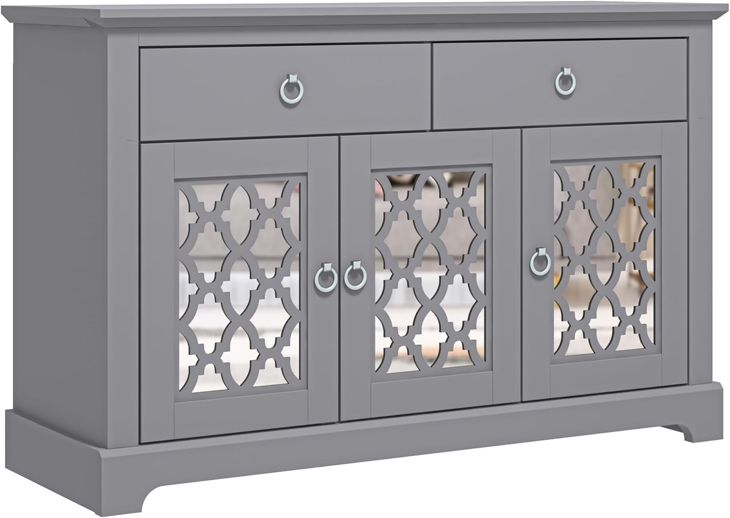 Modern Grey Sideboard Cabinet 3 Door 2 Drawer Storage Unit Hallway