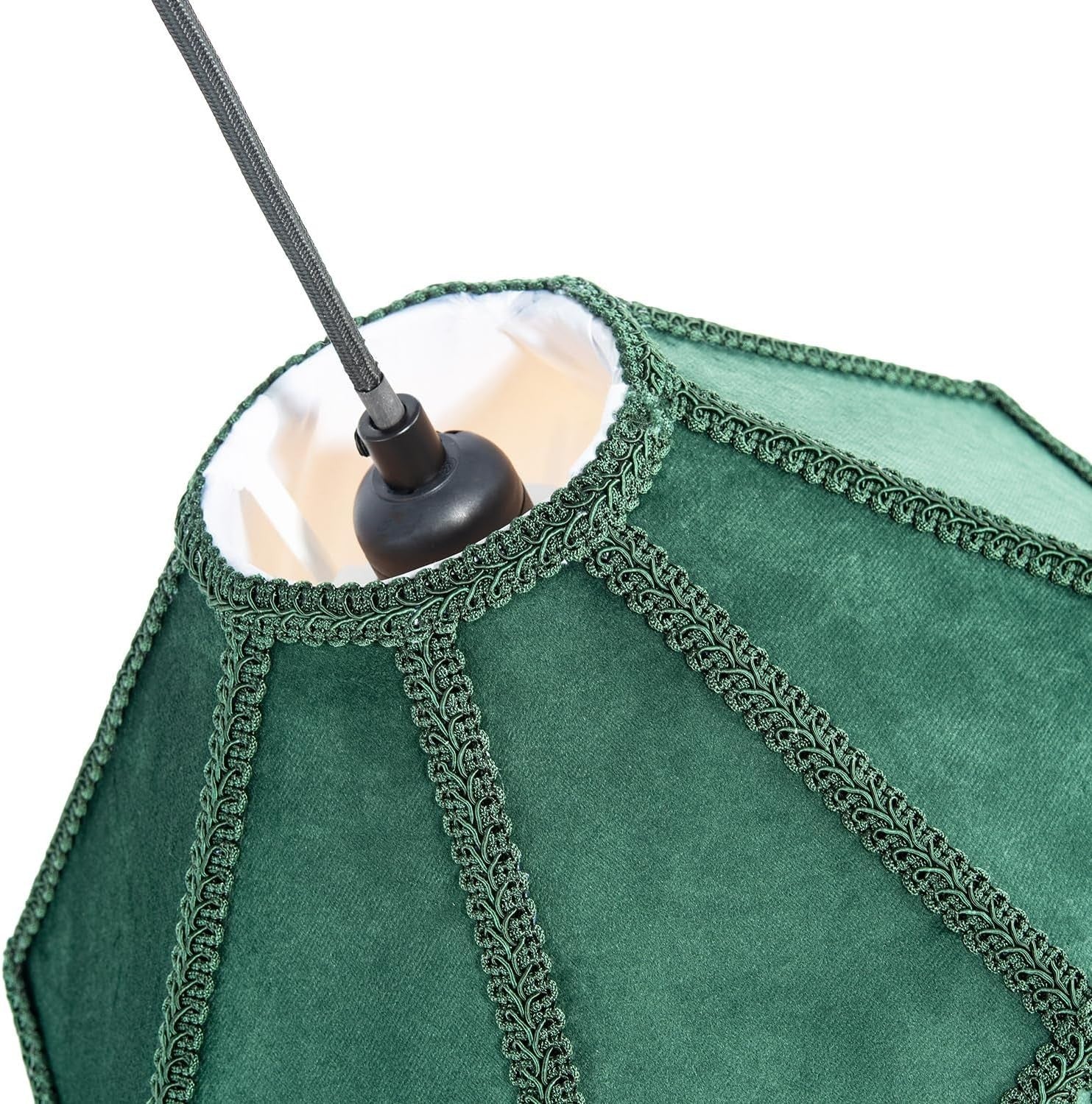 Victorian Empire Velvet Lampshade Forest Green Tassel Pendant 30cm