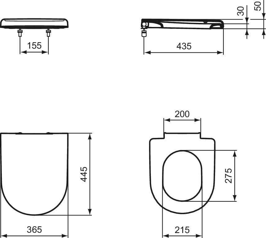 Soft Close WC Toilet Seat White with Stainless Steel Hinges & Lid