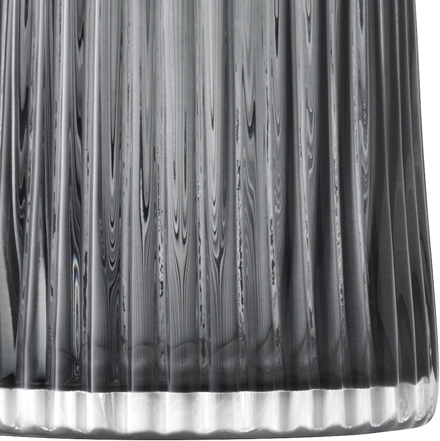 Grey Pleated Glass Vase 20cm Tall Modern Flower Vase Elegant Home Decor