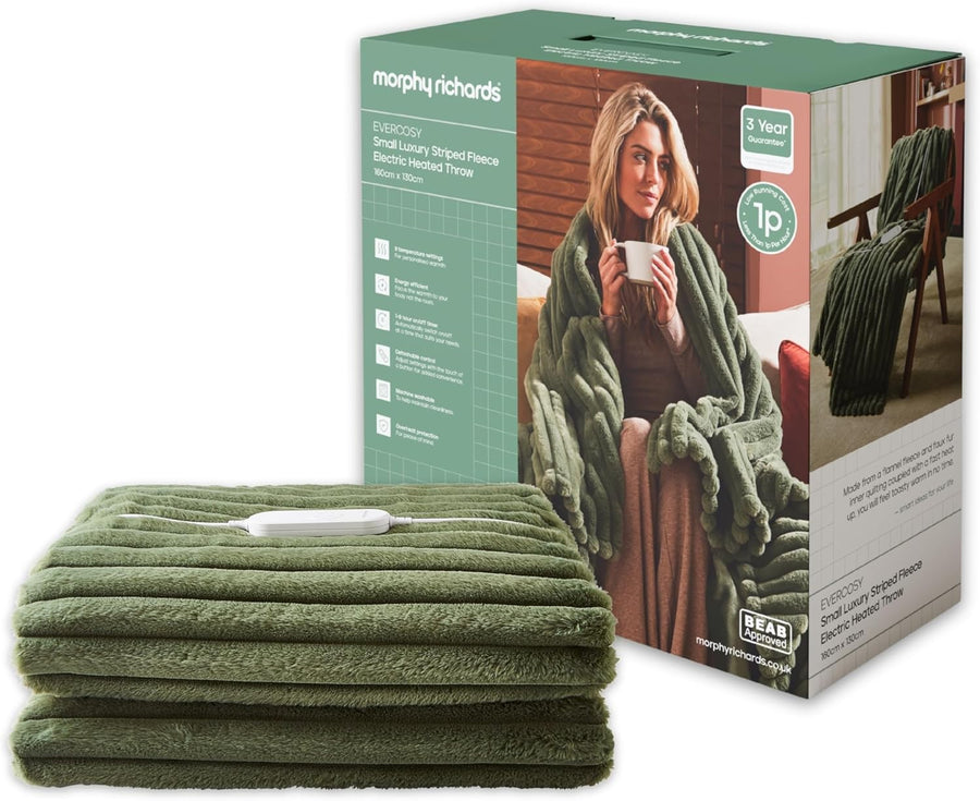 Electric Heated Throw Blanket 160x130cm Teddy Fleece 9 Heat Auto Off