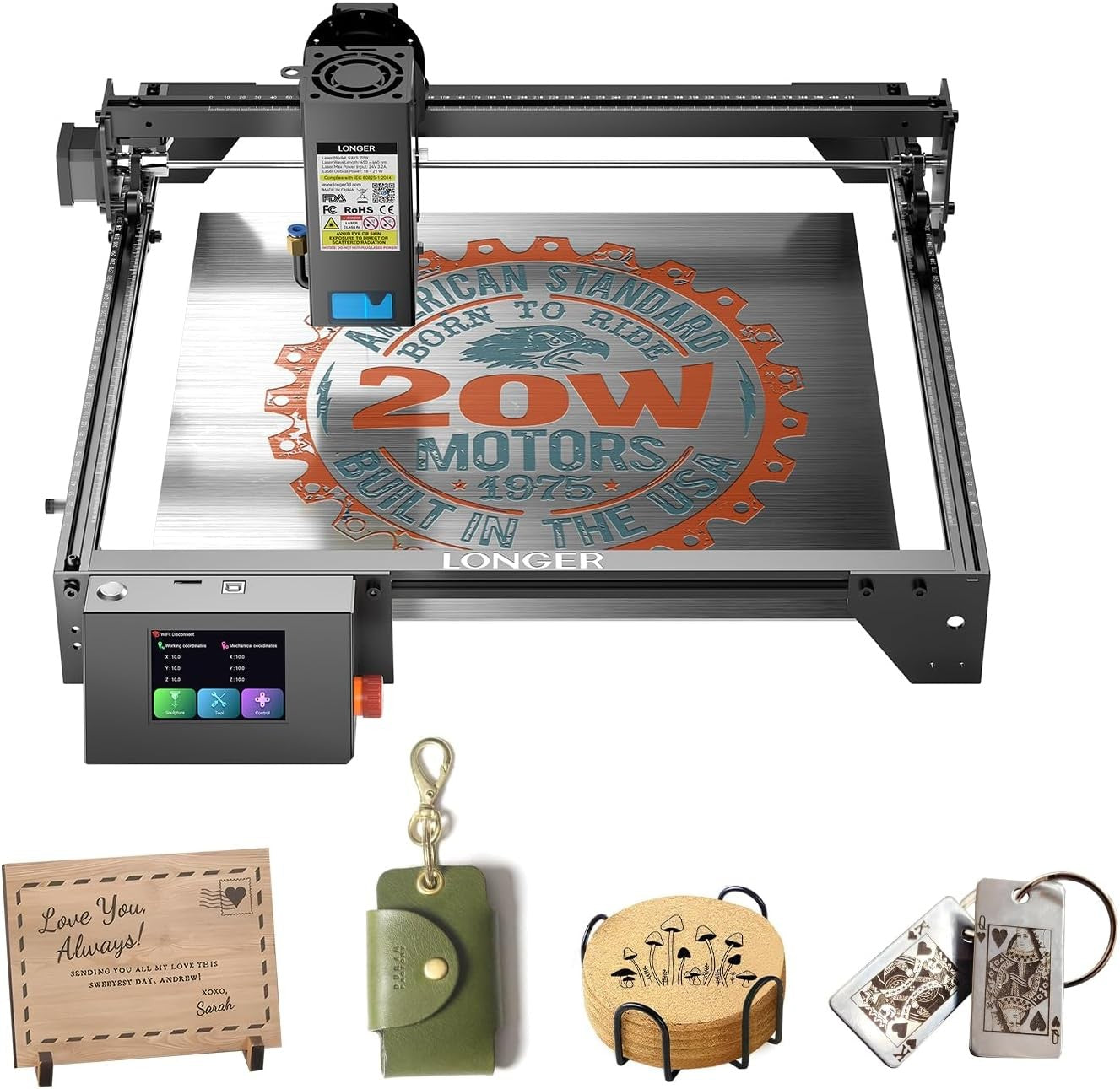 20W Laser Engraver Cutter Touch Screen High Precision DIY Wood Metal