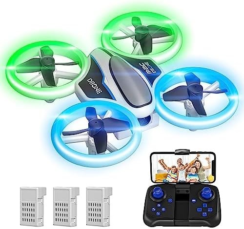 Mini Drone 720P HD Camera LED Light 3 Battery Headless Mode 3D Flip Green