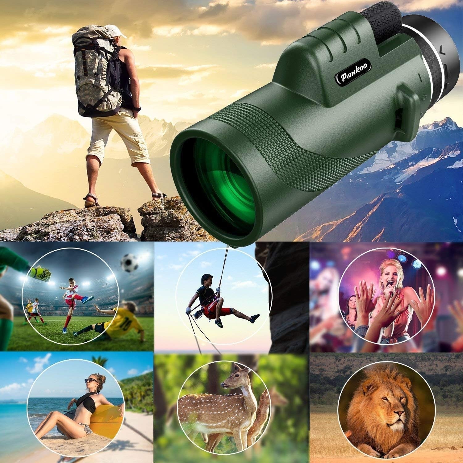 40x60 HD Monocular Telescope Green with Tripod Smartphone Adapter