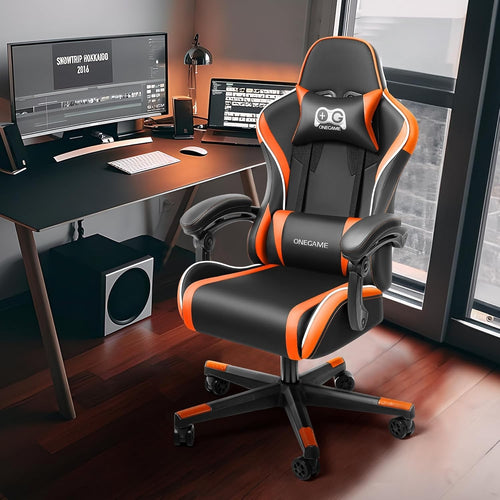Ergonomic Gaming Chair High Back Adjustable Height Reclining PU Leather Office S