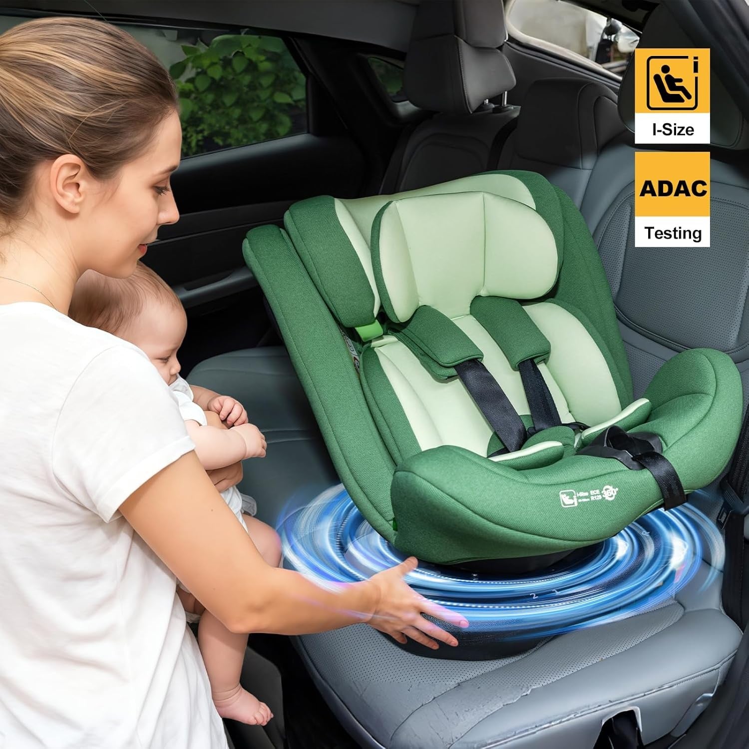 360° Rotating i-Size Baby Car Seat ISOFIX 0–12 Years ADAC Tested