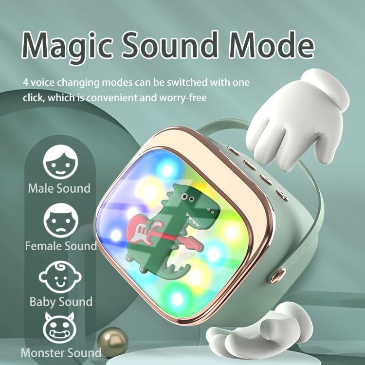 Kids Karaoke Machine Bluetooth Speaker 2 Mics LED Party Toy