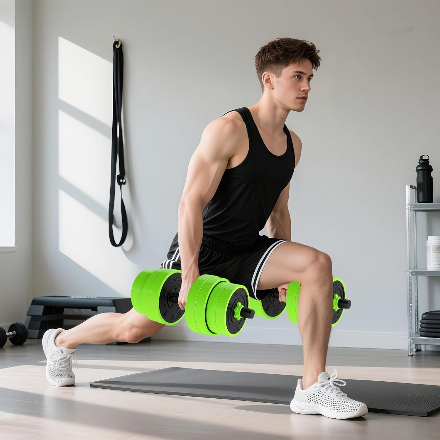 30kg 6-in-1 Adjustable Home Gym Weights Dumbbell Barbell Kettlebell Set