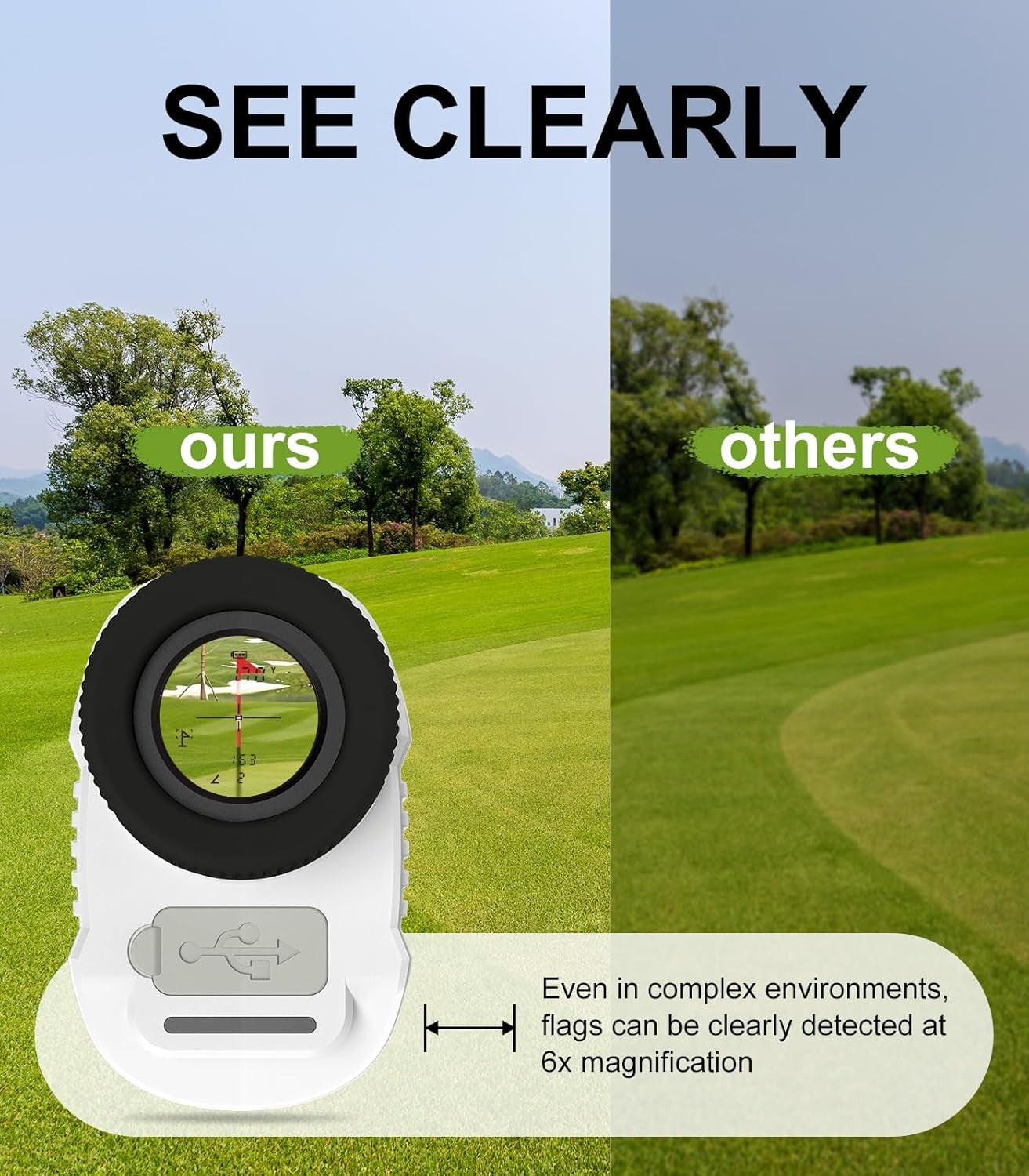 Golf Range Finder 1100 Yards Slope Flag Lock Vibration 6X Magnification