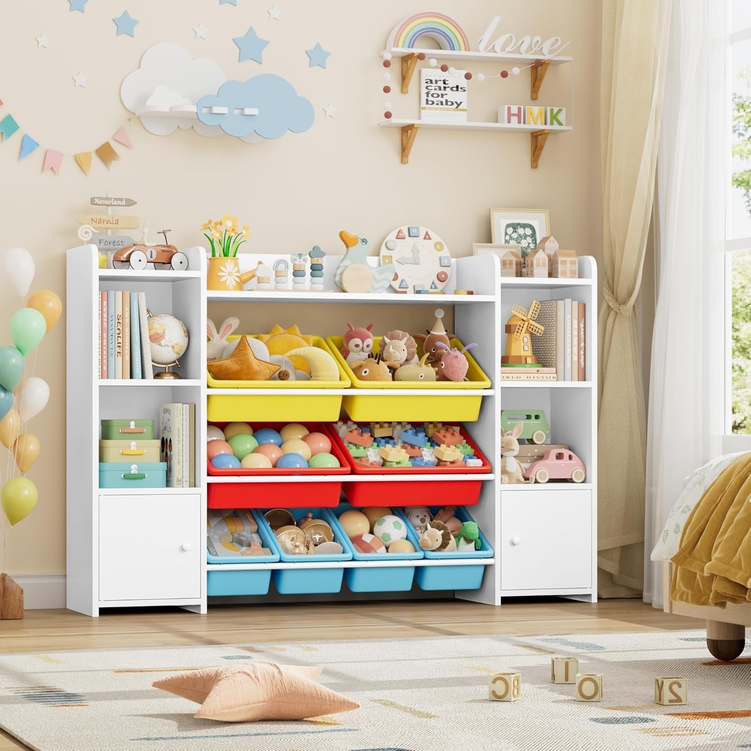 Kids Toy Storage Organizer with 8 Removable Bins & Shelves – Colorful & Durable