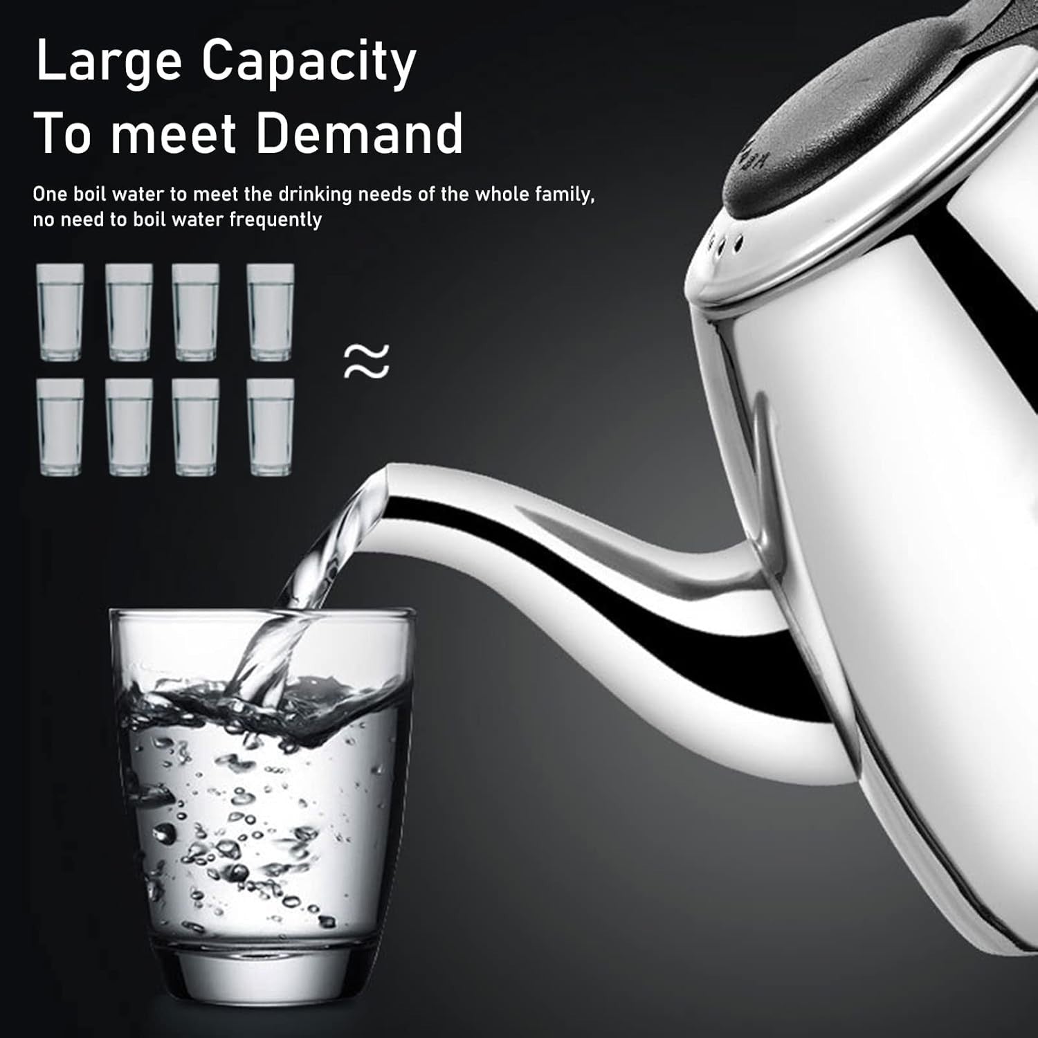 Stainless Steel Teapot 1.2L Stove Top Tea Coffee Pot Heat Resistant Handle