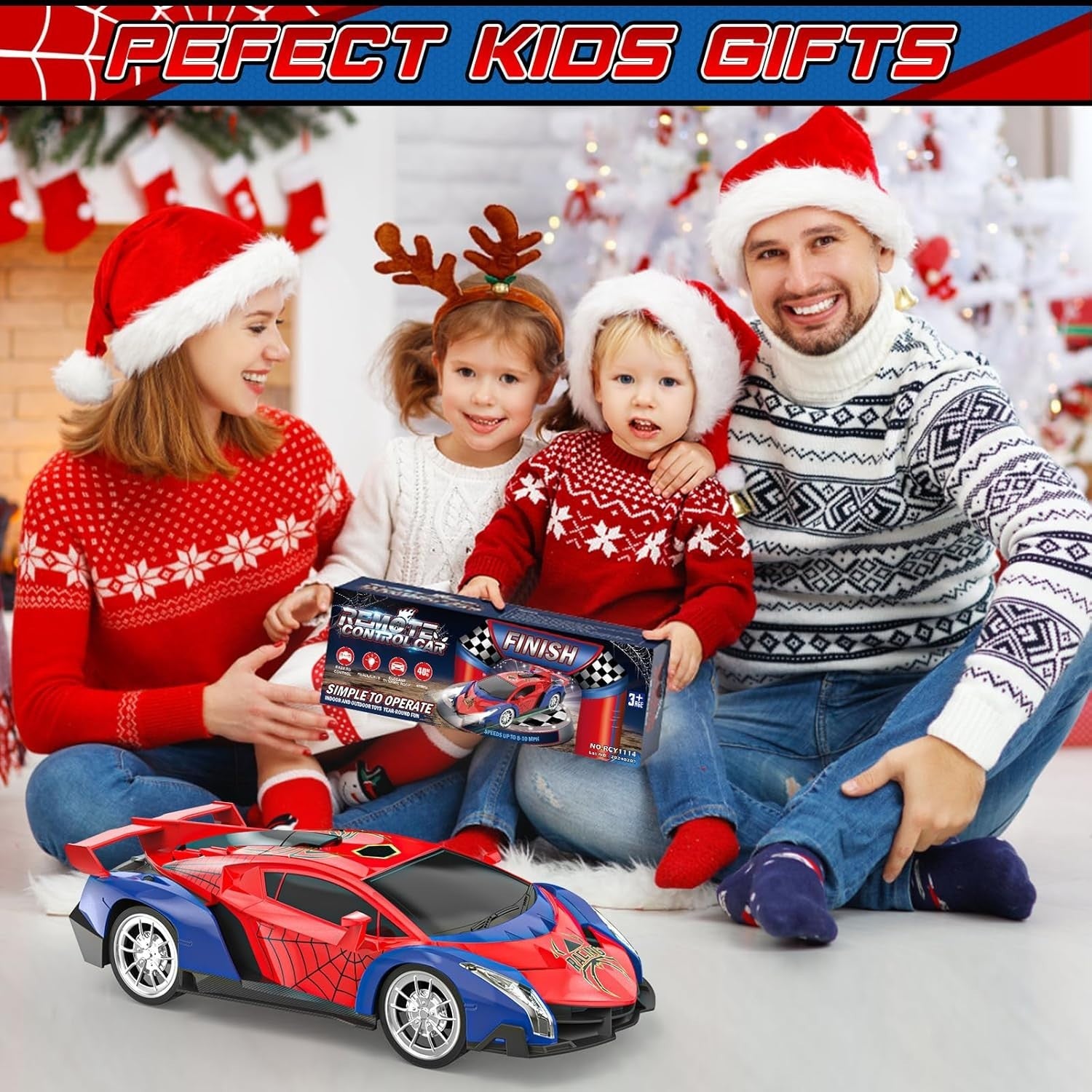 Spider RC Car 1:18 High Speed Remote Control Toy with LED Lights Kids 3+