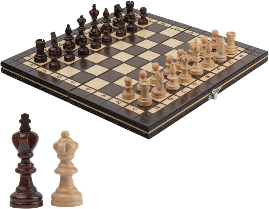 35cm Wooden Chess Set OLYMPIC | Handcrafted Board & Pieces | Portable Luxury