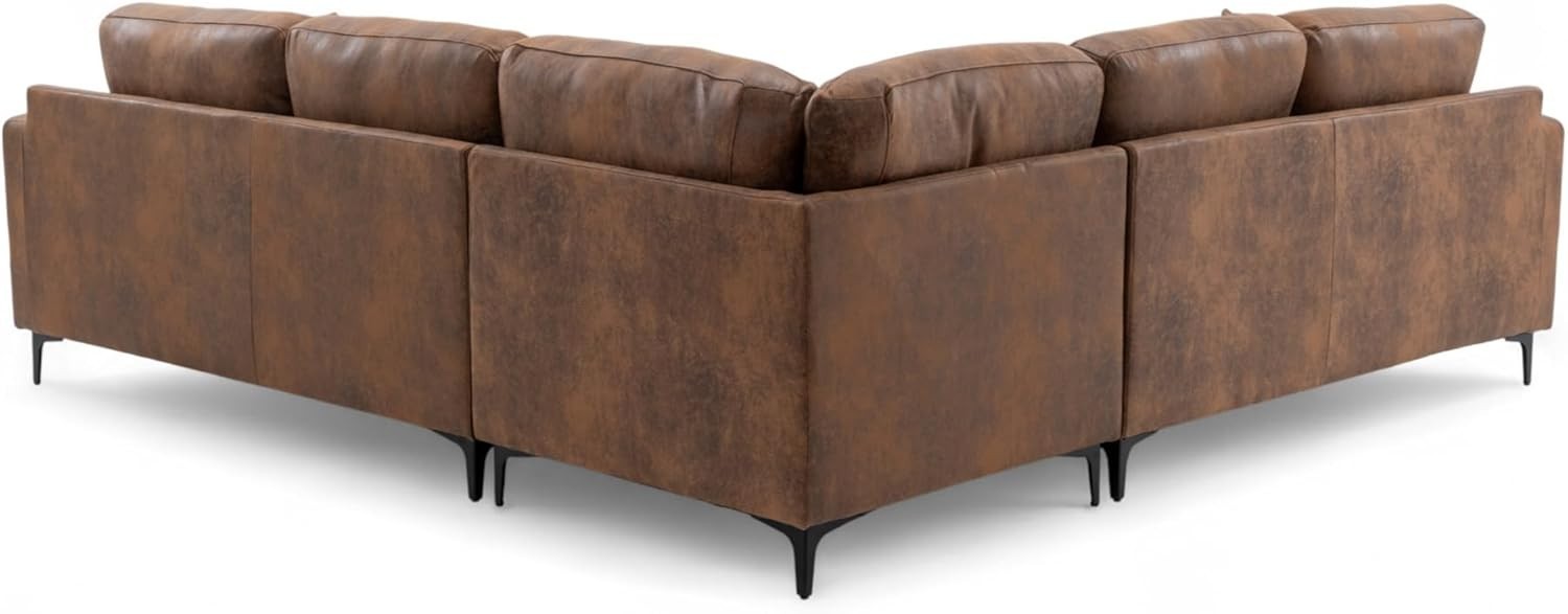 Modern Tan Brown 5-Seater L Shaped Corner Sofa with Removable Cushions