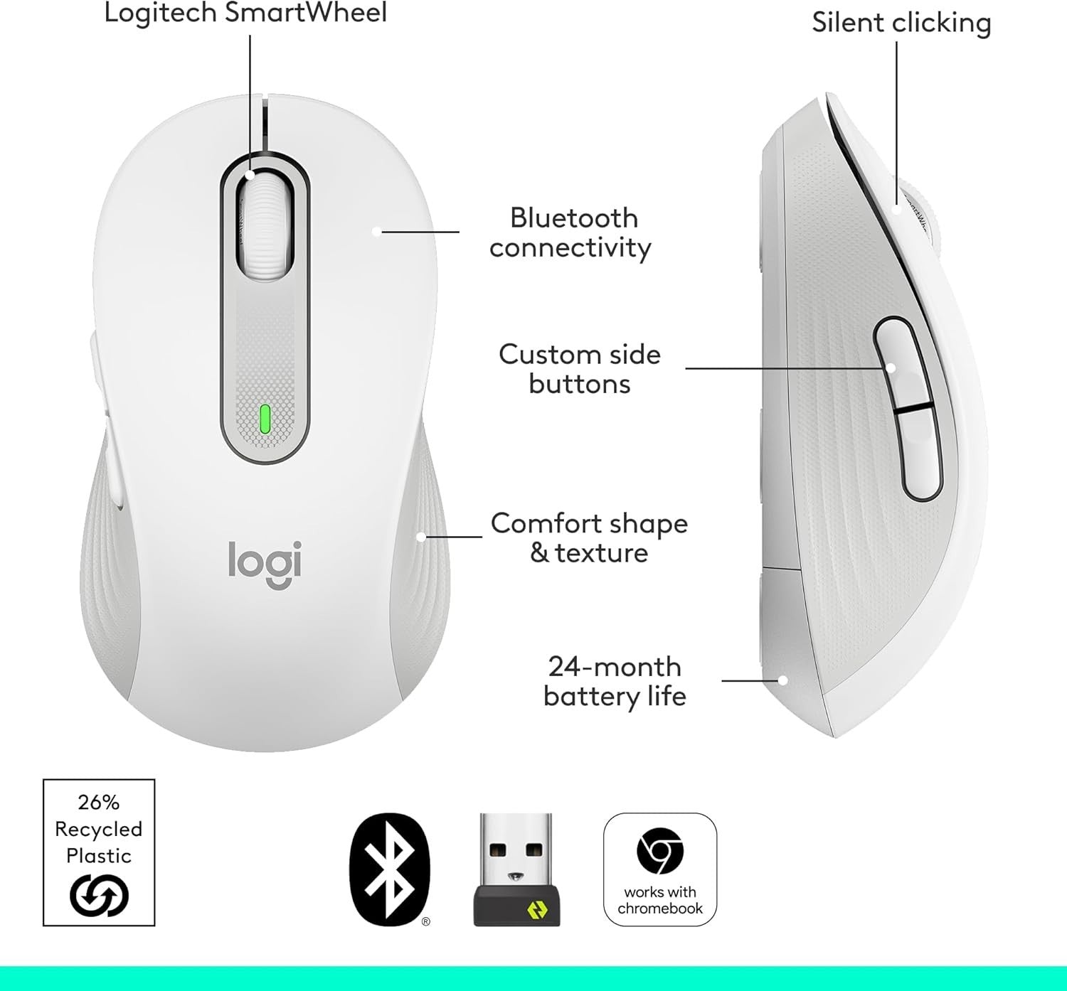 Large Size Silent Wireless Mouse Ergonomic Bluetooth Comfort Grip Home Office