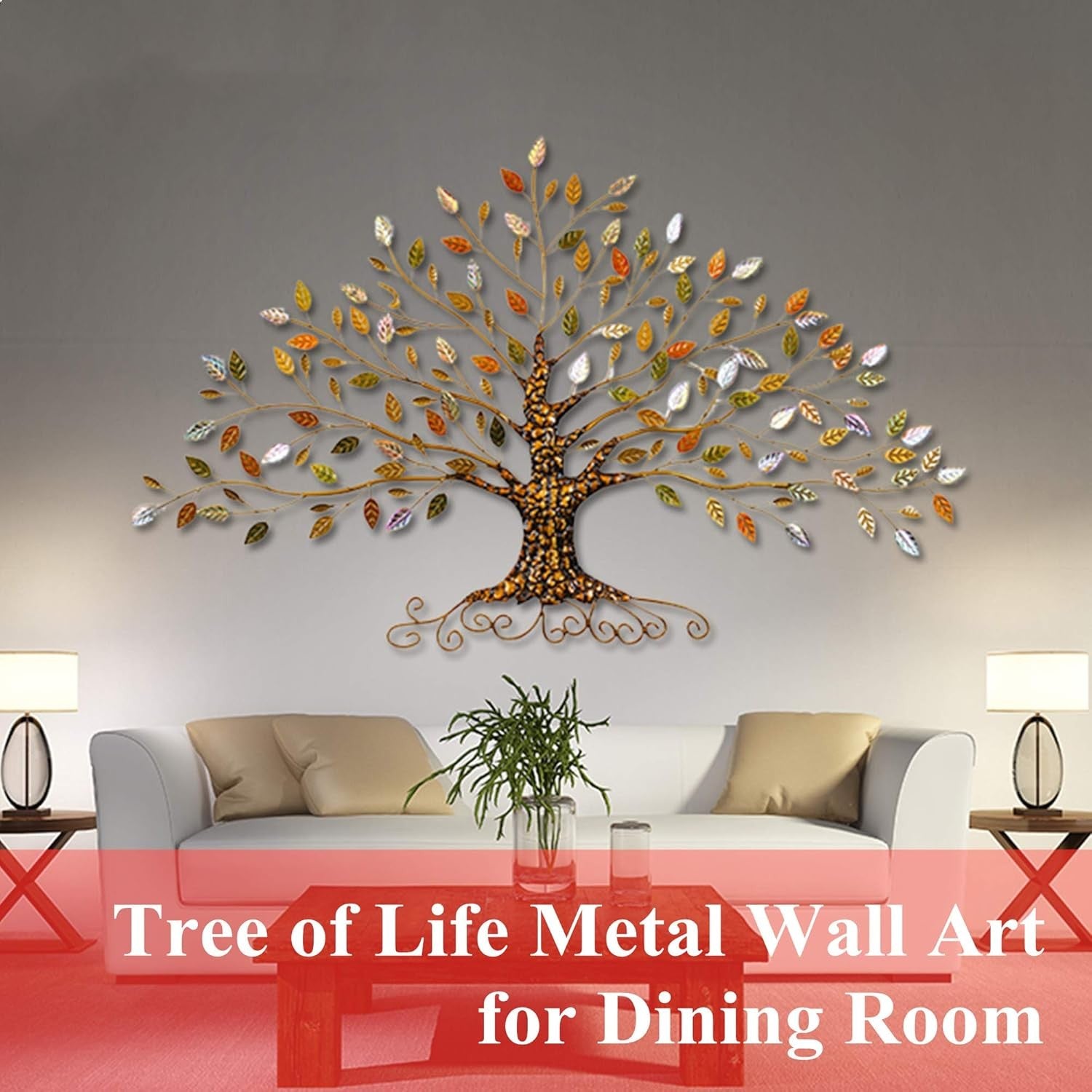 3D Metal Tree Wall Art Luxury Leaf Sculpture