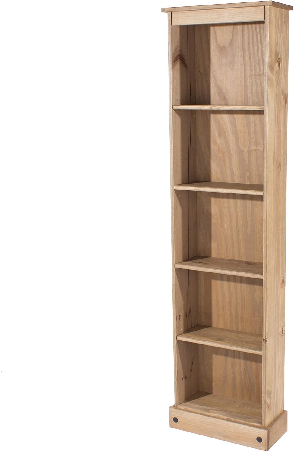 Solid Pine Tall Narrow 5 Tier Bookcase Wooden Storage Shelf Natural