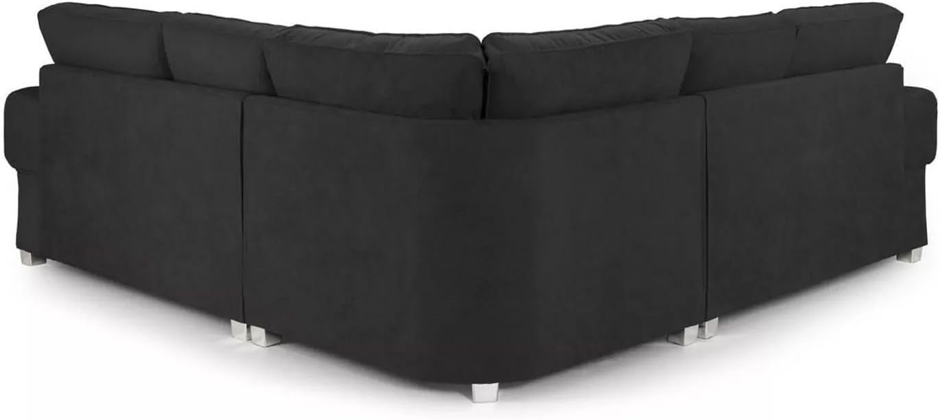 Verona Chesterfield Corner Sofa – Black Suede 2C2 5 Seater Settee Suite