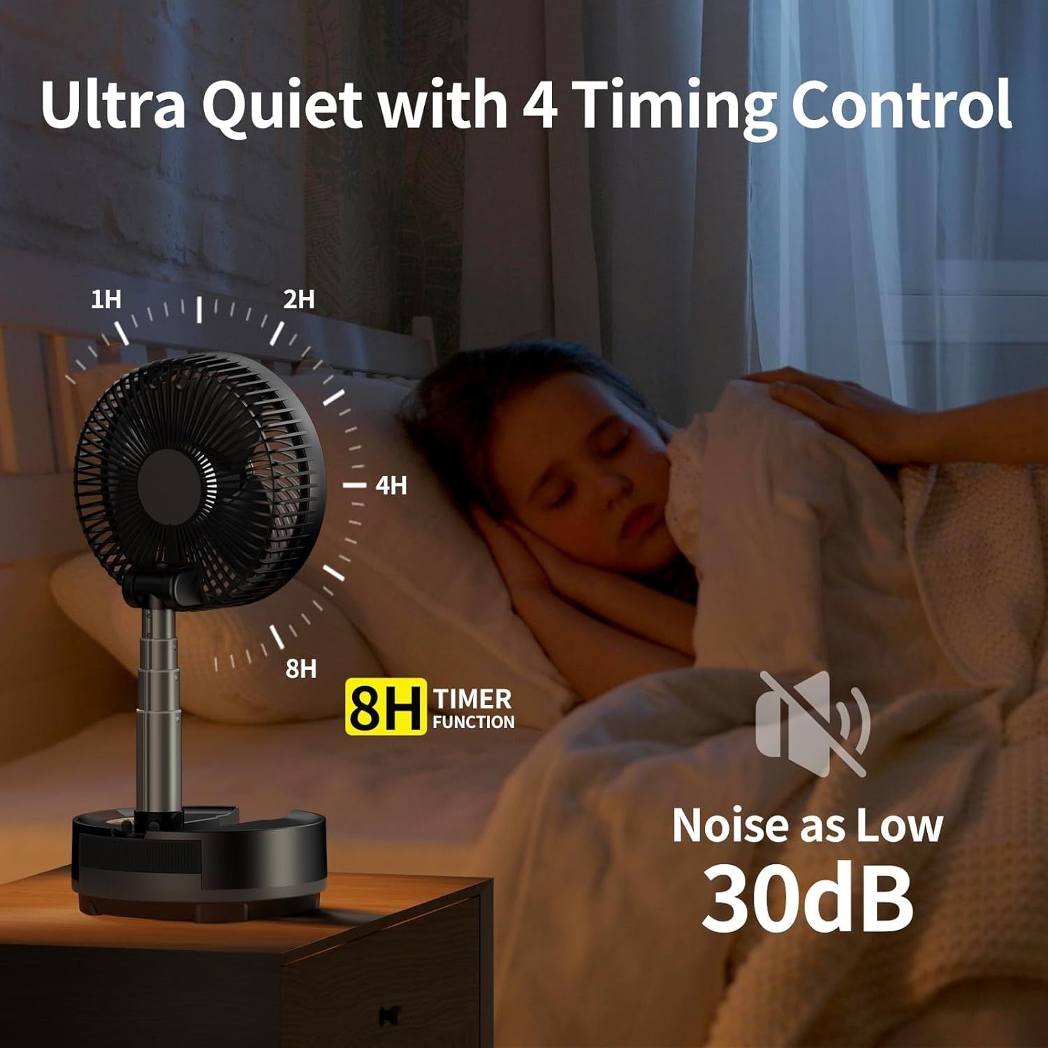 20000mAh Foldable Fan – 8-Speed Rechargeable Floor & Desk Fan with LED Remote