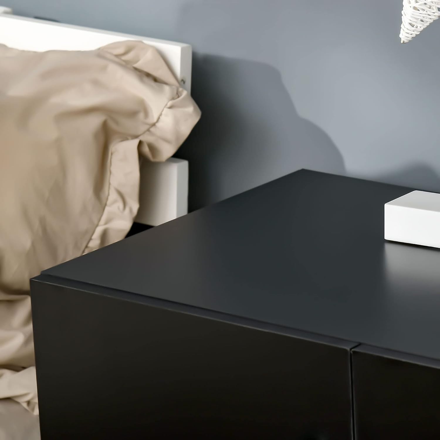 Stylish Black Storage Cabinet with 2 Shelves, 70x40x70cm, Durable & Modern