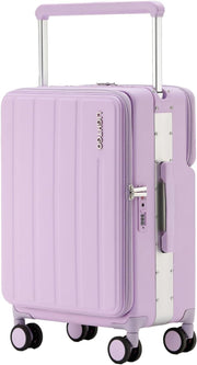 24” Dual Opening Checked Suitcase Front Back Access Hard Shell