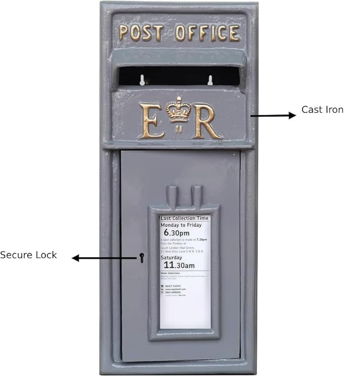 Lockable Cast Iron Wall Mount Mailbox – Weatherproof Post Box for Parcels