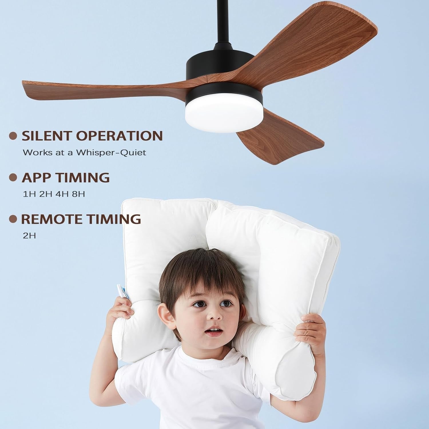 51CM Ceiling Fan Light, 6 Speeds, Reversible DC Motor, 3 Colors, Remote