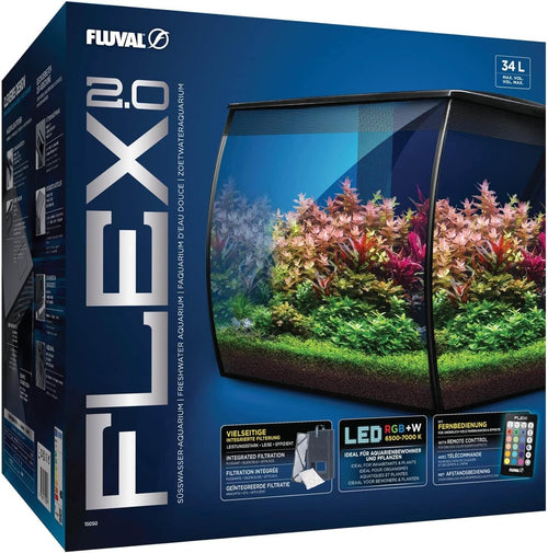 34L Modern Glass Fish Tank with LED Light & Filter Aquarium Kit