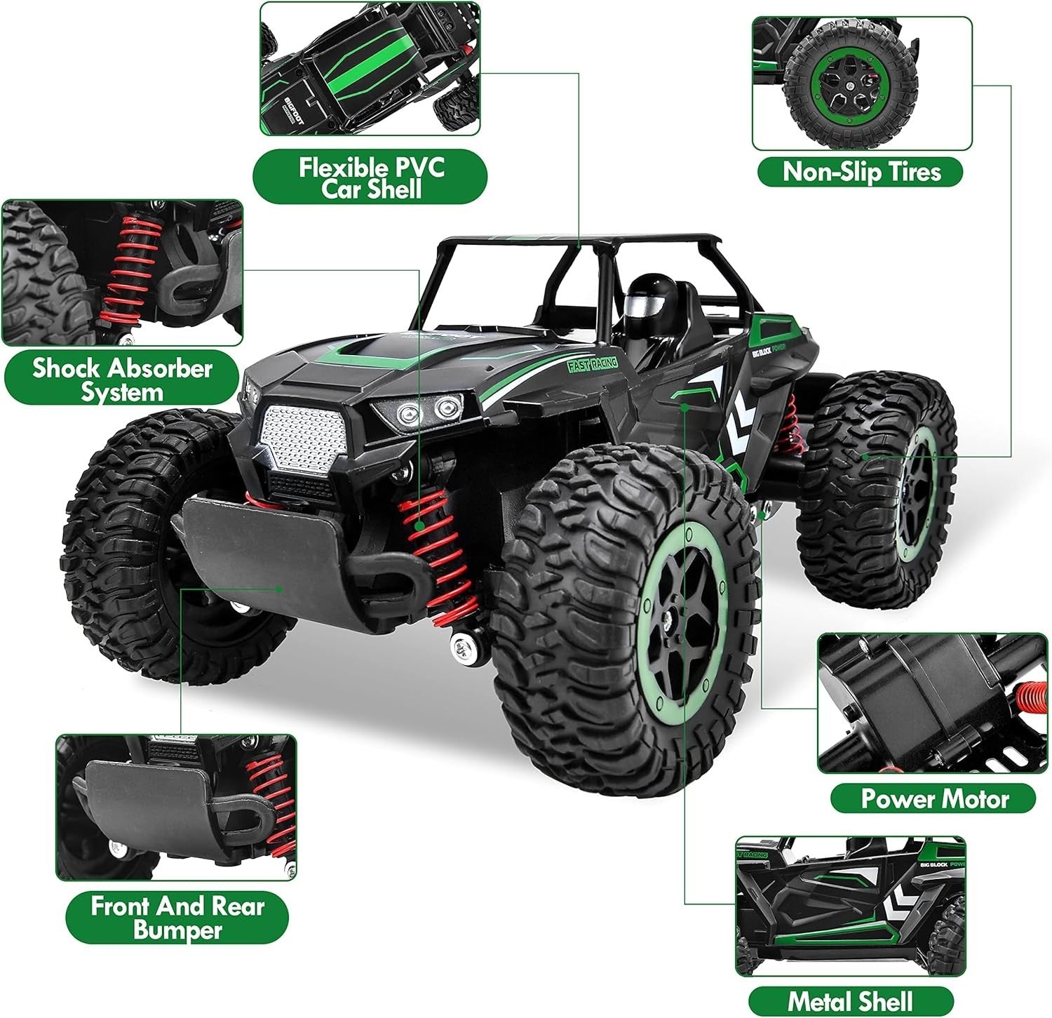 1:20 RC Monster Truck 15KMH Fast 2WD Off Road Car Rechargeable Remote Control