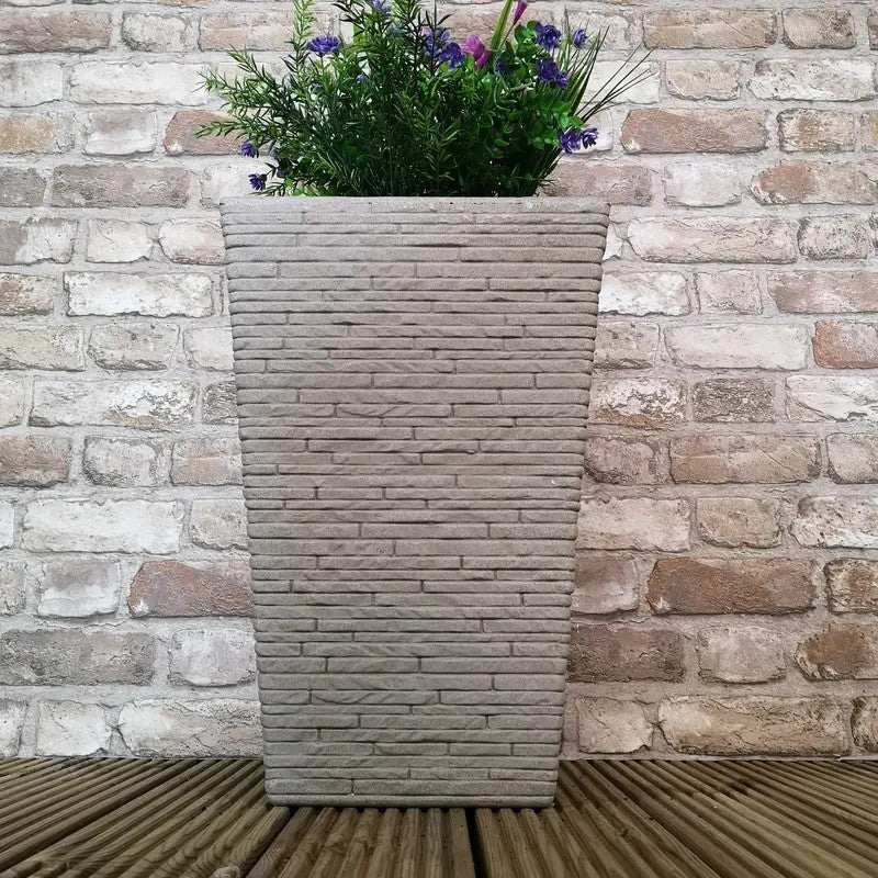 Tall Stone Effect Slate Garden Planter 45cm Indoor Outdoor Frostproof