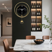 Black Modern Wall Clock 33x43cm Silent Quartz Pendulum Stylish Home Decor