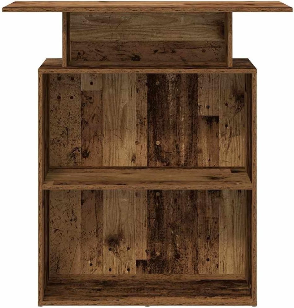 Old Wood Reception Desk 100x40x104cm Modern Office Counter with Shelf