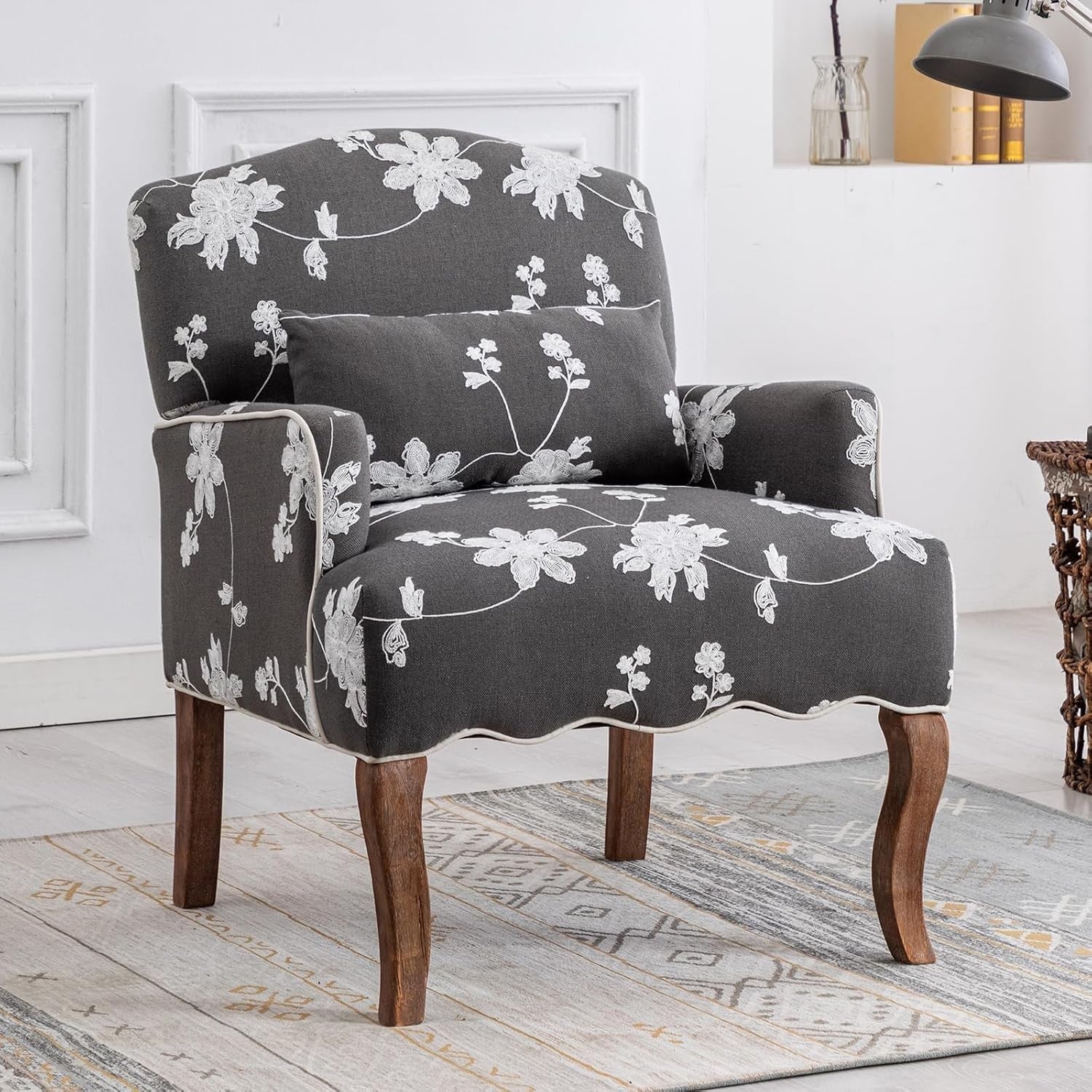 Grey Linen Accent Armchair Upholstered Lounge Tub Chair