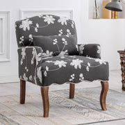Grey Linen Accent Armchair Upholstered Lounge Tub Chair