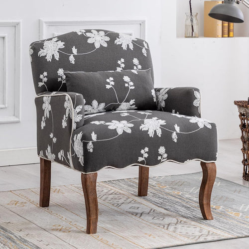 Grey Linen Accent Armchair Upholstered Lounge Tub Chair