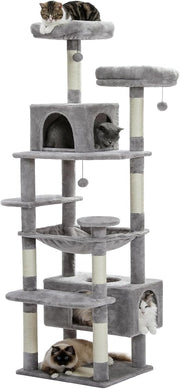 Large Cat Tree 184cm Extra Tall Multi Level Tower For Big Cats With Condo