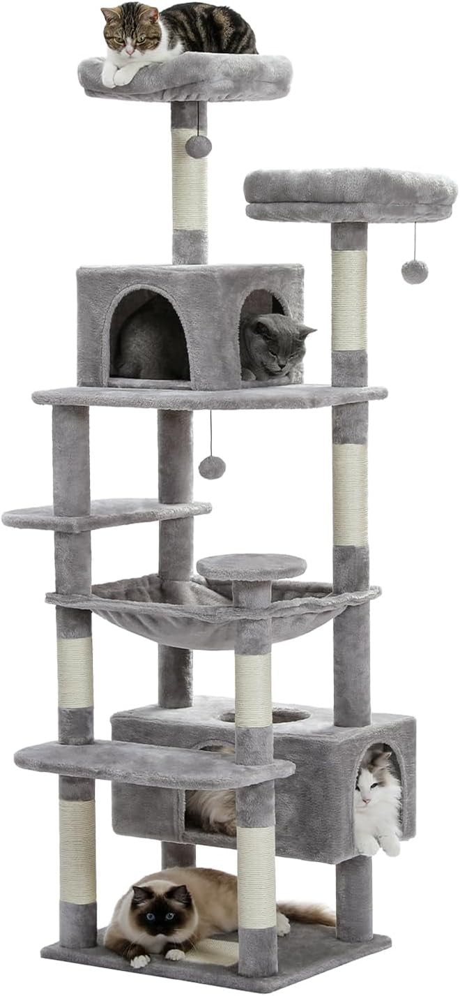 Large Cat Tree 184cm Extra Tall Multi Level Tower For Big Cats With Condo