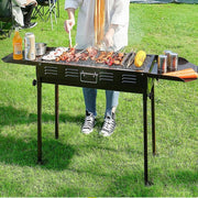 Portable Charcoal BBQ Grill Foldable Outdoor Garden Cooker w/ Utensils Set