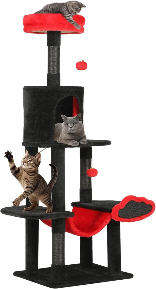 Cat Tree Tower 142cm Scratching Post Condo Hammock Apartment Friendly