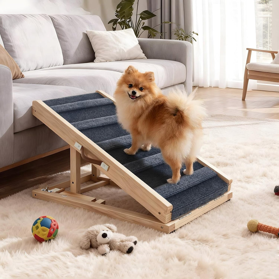 Adjustable Folding Wooden Dog Ramp & Pet Steps – Non‑Slip Safe Access