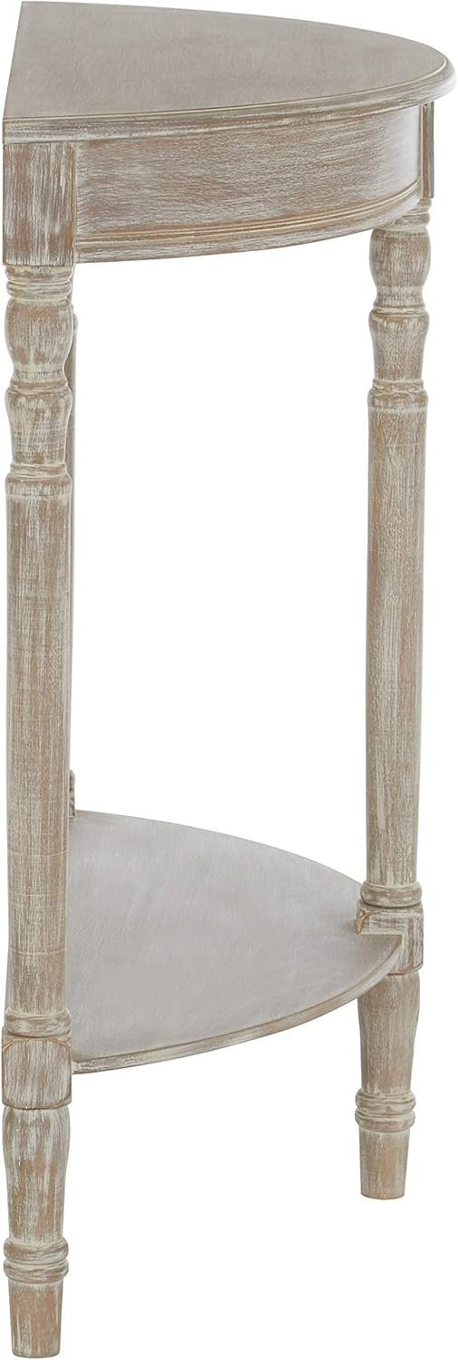 Slim Half Moon Console Table for Hallway, Narrow Oak Accent Table 80cm