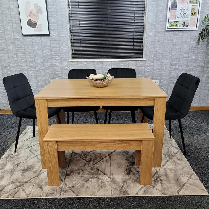6 Seater Dining Table Set with Bench & 4 Chairs for Kitchen or Home