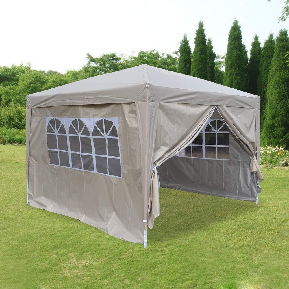 3x3m Beige Pop Up Gazebo Waterproof Garden Party Tent Shelter Marquee