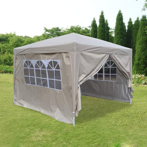 3x3m Beige Pop Up Gazebo Waterproof Garden Party Tent Shelter Marquee