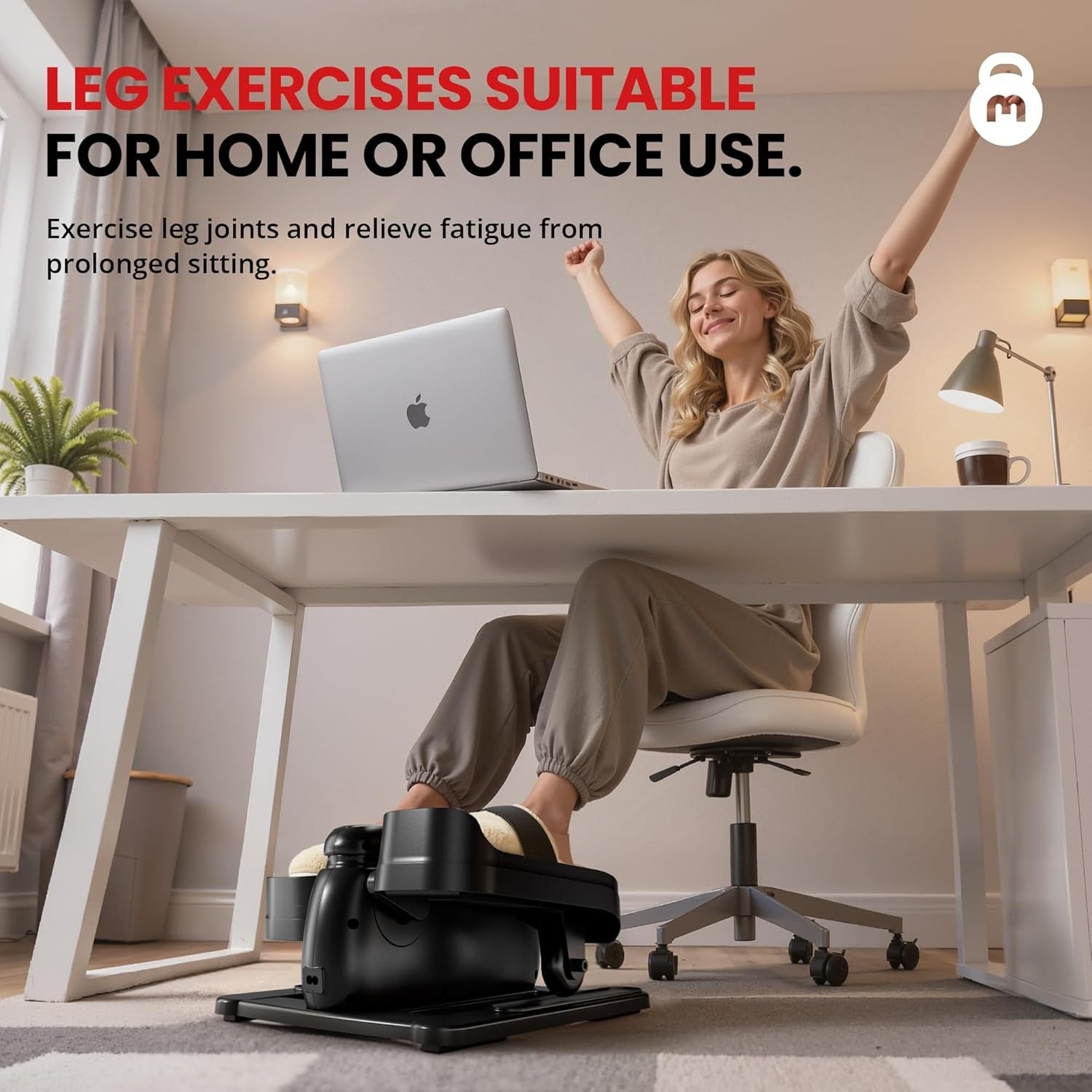 Under Desk Elliptical Pedal Exerciser Electric Quiet Leg Trainer Remote