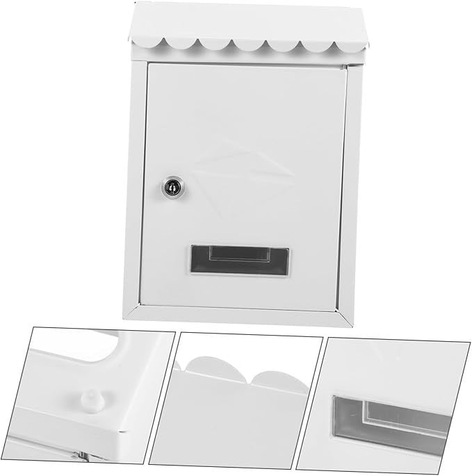 Wall Mount Iron Mailbox Vintage Locking Post Box Secure Outdoor Letter Holder
